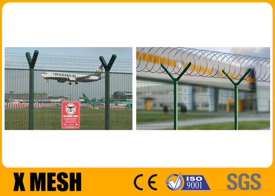 Pó da alta segurança 3D V Mesh Metal Mesh Fencing Green revestido para campos do aeroporto
