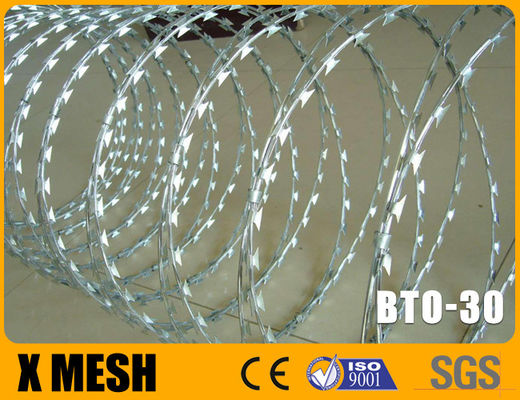 BTO 30 Tipo Concertina Razor Wire com espessura de 0,5 mm Diâmetro de bobina de 450 mm Para prisão