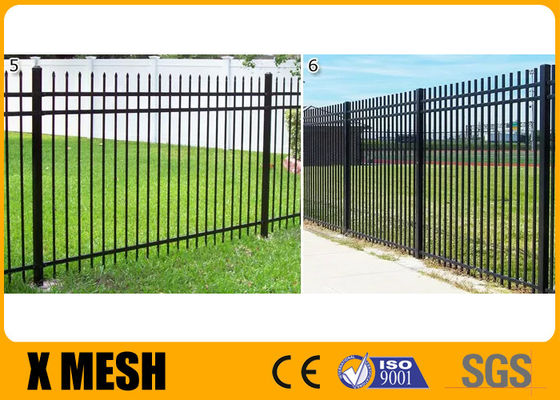 O vinil preto transversal da cor das portas de jardim decorativo da resistência das bases itares revestiu 3.0m altos